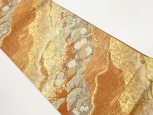 平田藤三郎作　道長取に松・秋草模様織出し袋帯